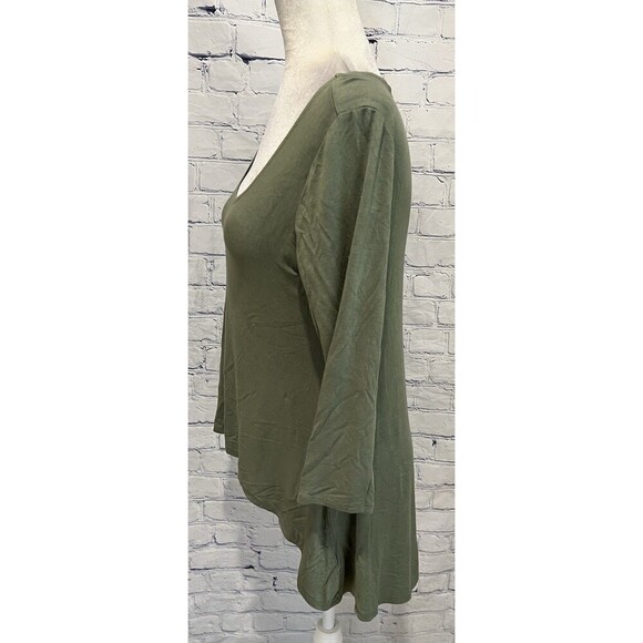 LOGO Lori Goldstein Womens Olive Green Long Sleeve Hi-low Tunic Top Size XS - Picture 3 of 6